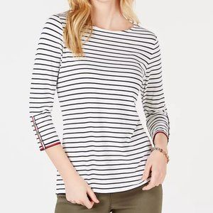 Tommy Hilfiger White and Black Striped Top